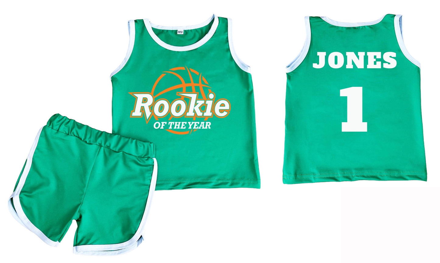 Personalized Rookie Of The Year Basketball Jersey, Custom Basketball Jersey and Shorts, Basketball Birthday Shirt, First Birthday Boy