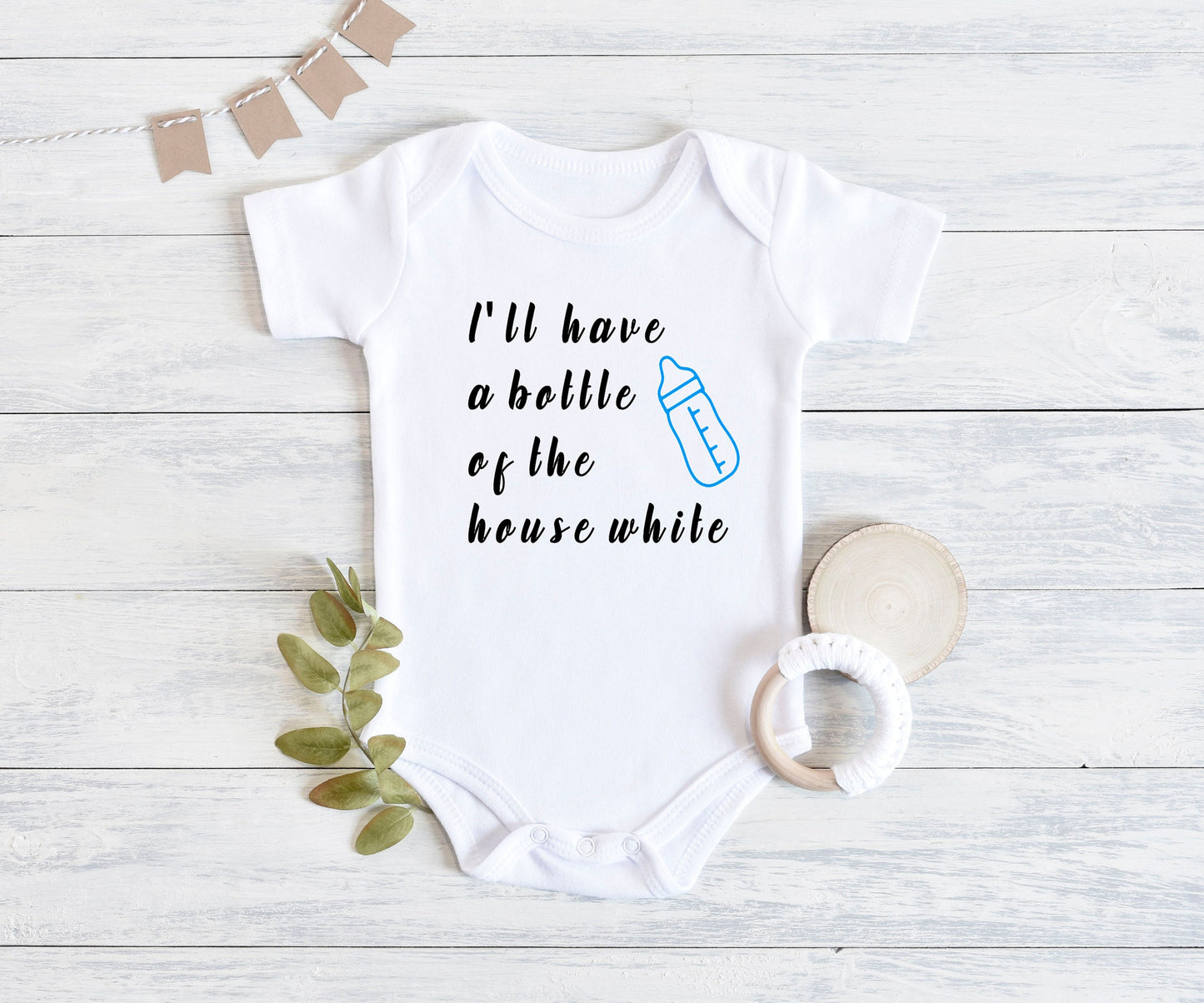 I'll Have A Bottle Of The House White Bodysuit, Funny Baby Bodysuit, Baby Bodysuit, Funny Bodysuit, Unisex Baby