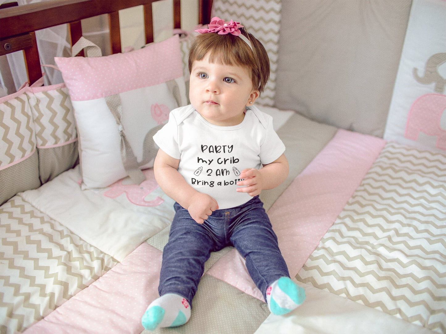 Party At My Crib 2am Bring A Bottle, Funny Baby Bodysuit, Expecting Mother To Be Gift, Cute Baby Shower Gift,