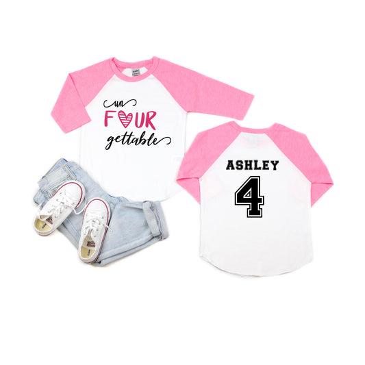 Unfourgettable Birthday, 4th Birthday Shirt, Fourth Birthday Shirt, 4th Birthday Shirt, Fourth Birthday, Fourth Birthday, Girls