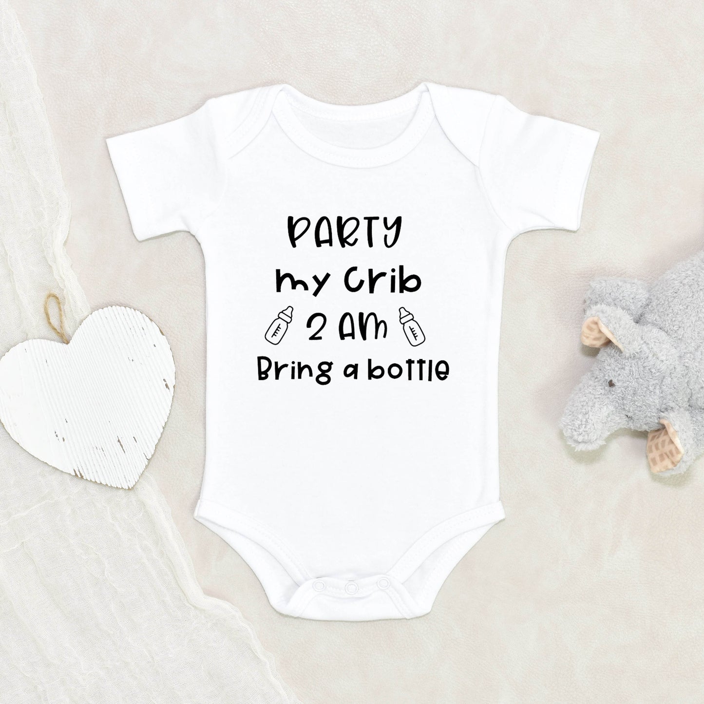 Party At My Crib 2am Bring A Bottle, Funny Baby Bodysuit, Expecting Mother To Be Gift, Cute Baby Shower Gift,