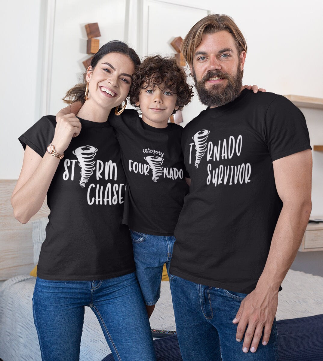 Fournado, Storm Chaser, Tornado Survivor, Personalized, Kids and Adult Family Set, 4th Birthday Family Set, Fournado Family, Fourth Birthday