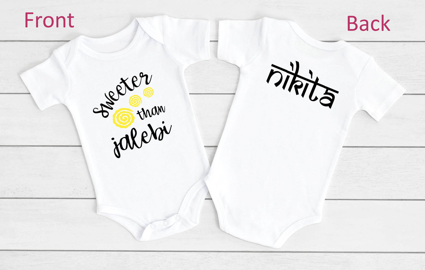 Sweeter Than Jalebi Bodysuit, Personalized Jalebi Bodysuit, Kurta Bodysuit, Indian Baby Wear, Desi Bodysuit, Unisex, Baby Shower Gift.