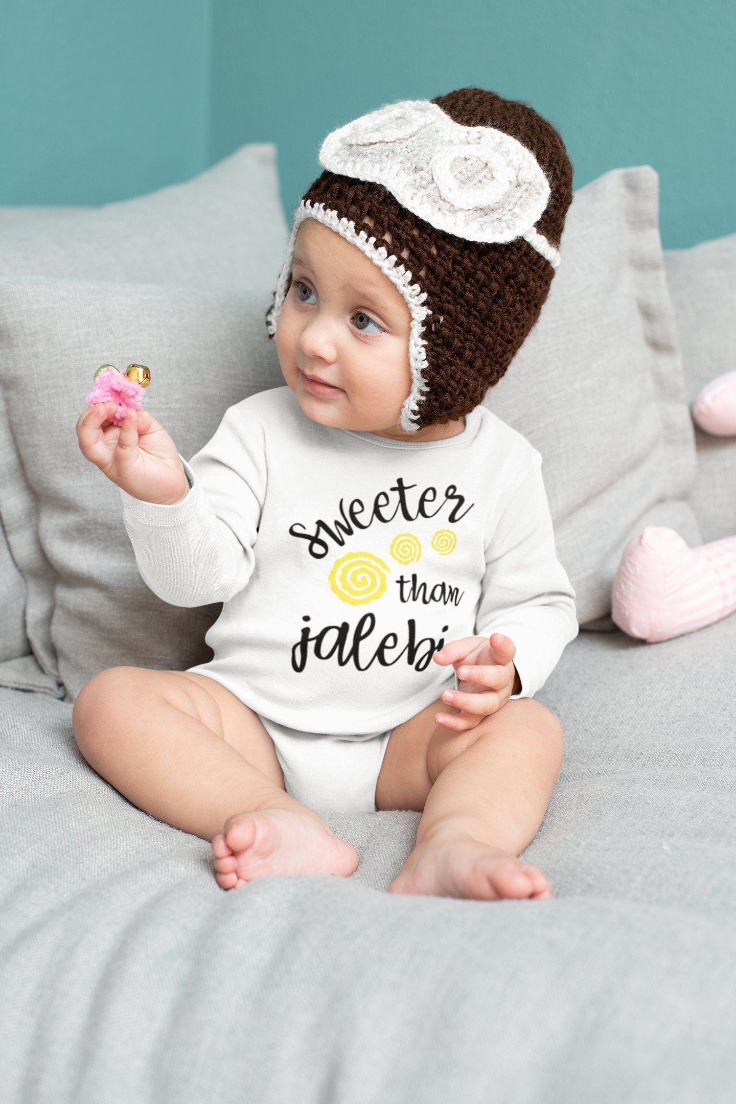 Sweeter Than Jalebi Bodysuit, Personalized Jalebi Bodysuit, Kurta Bodysuit, Indian Baby Wear, Desi Bodysuit, Unisex, Baby Shower Gift.