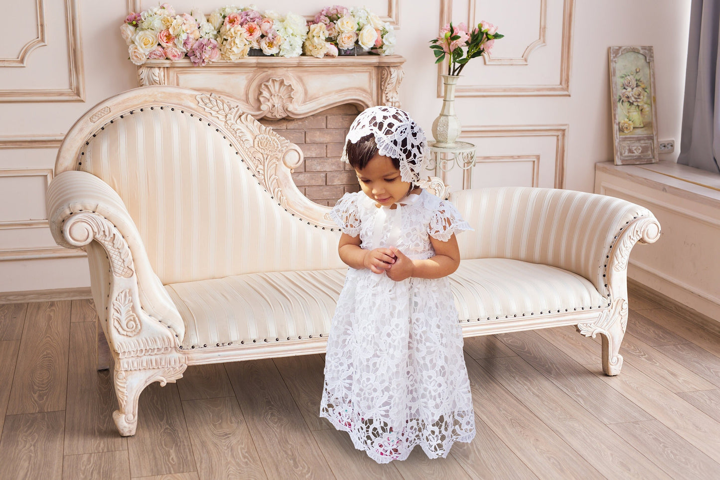 White Lace Baby Girl Dress, Baby Girl Cotton Dress, White Gown For Baby, Girls Baptism Dress, Newborn White Gown, Baby Girl Gift Ideas