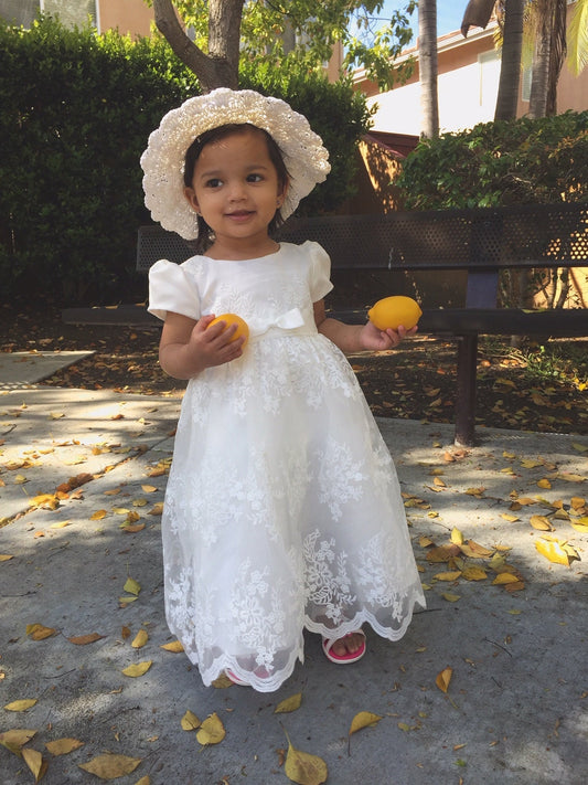 White Lace Baby Girl Dress, White Gown For Baby, Girl Baptism Dress, Newborn White Gown, Baby Girl Gift Ideas