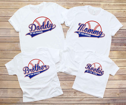 Rookie Of The Year Family Set, Personalized, 1st Birthday Shirt, Boys Baseball Birthday Shirt, First Birthday Boy, 1st Birthday Boy.