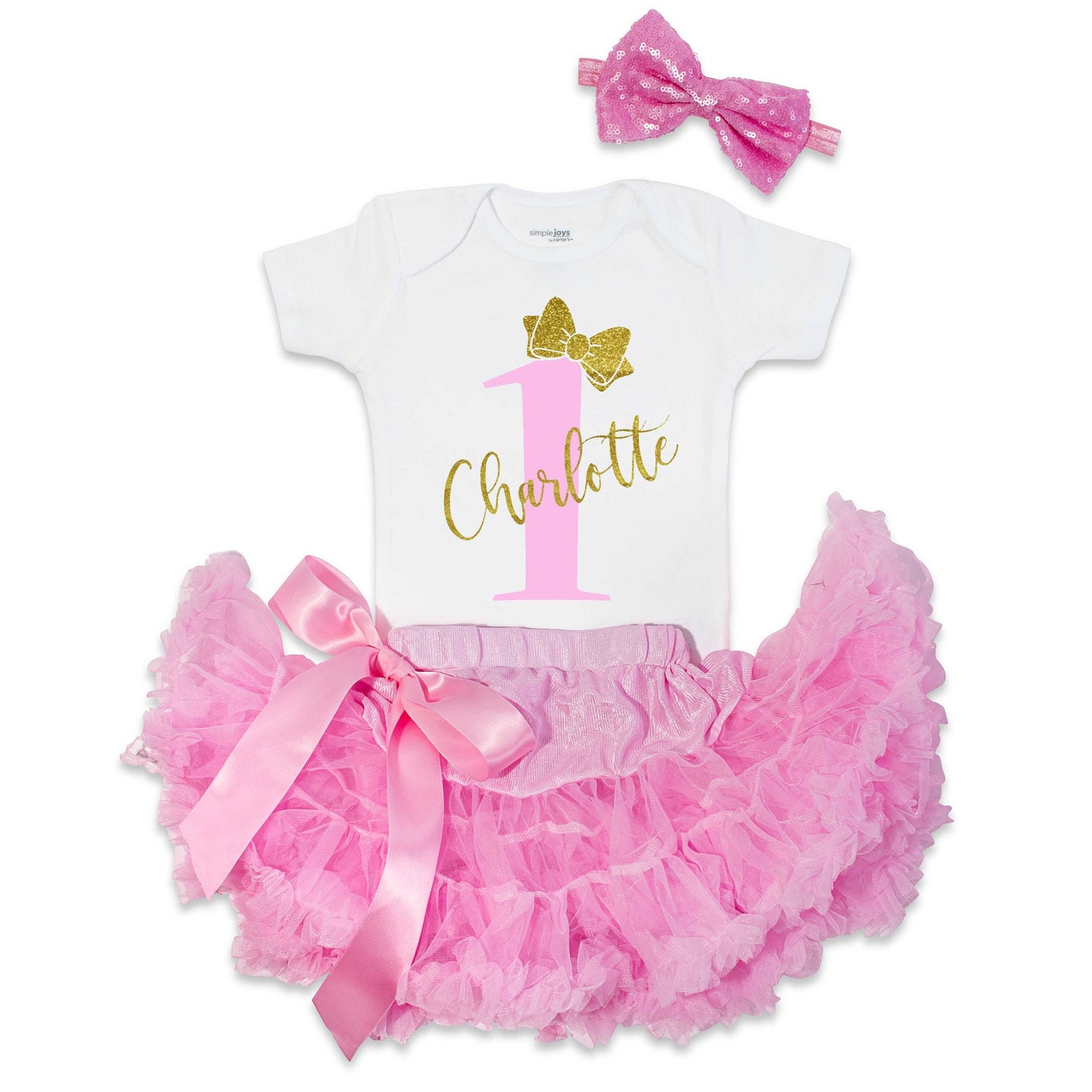 First Birthday Outfit, 1st Birthday Girl Outfit, Name with Glitter Gold, Cake Smash Tutu, 1st Birthday Outfit, Personalized