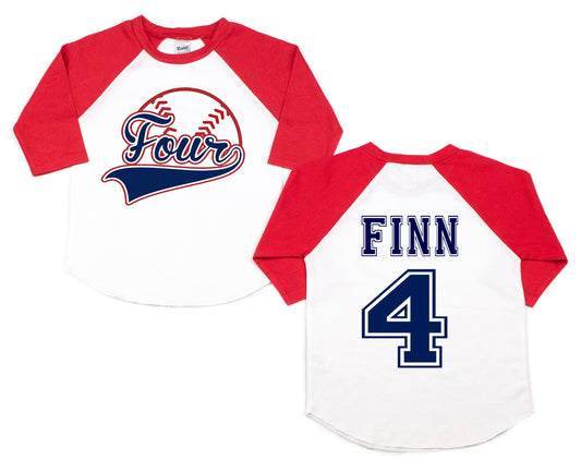 4th Birthday Shirt, Personalized Baseball Tees, Four Baseball Shirt, Baseball Custom Birthday Shirt, Custom Baseball Shirts, Baseball Boy