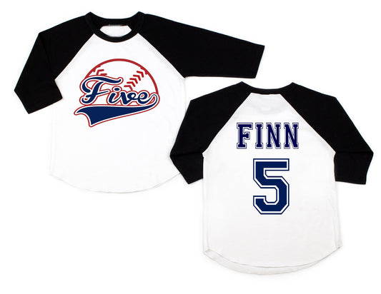 5th Birthday Shirt, Personalized Baseball Tees, Five Baseball Shirt, Baseball Custom Birthday Shirt, Custom Baseball Shirts, Baseball Boy