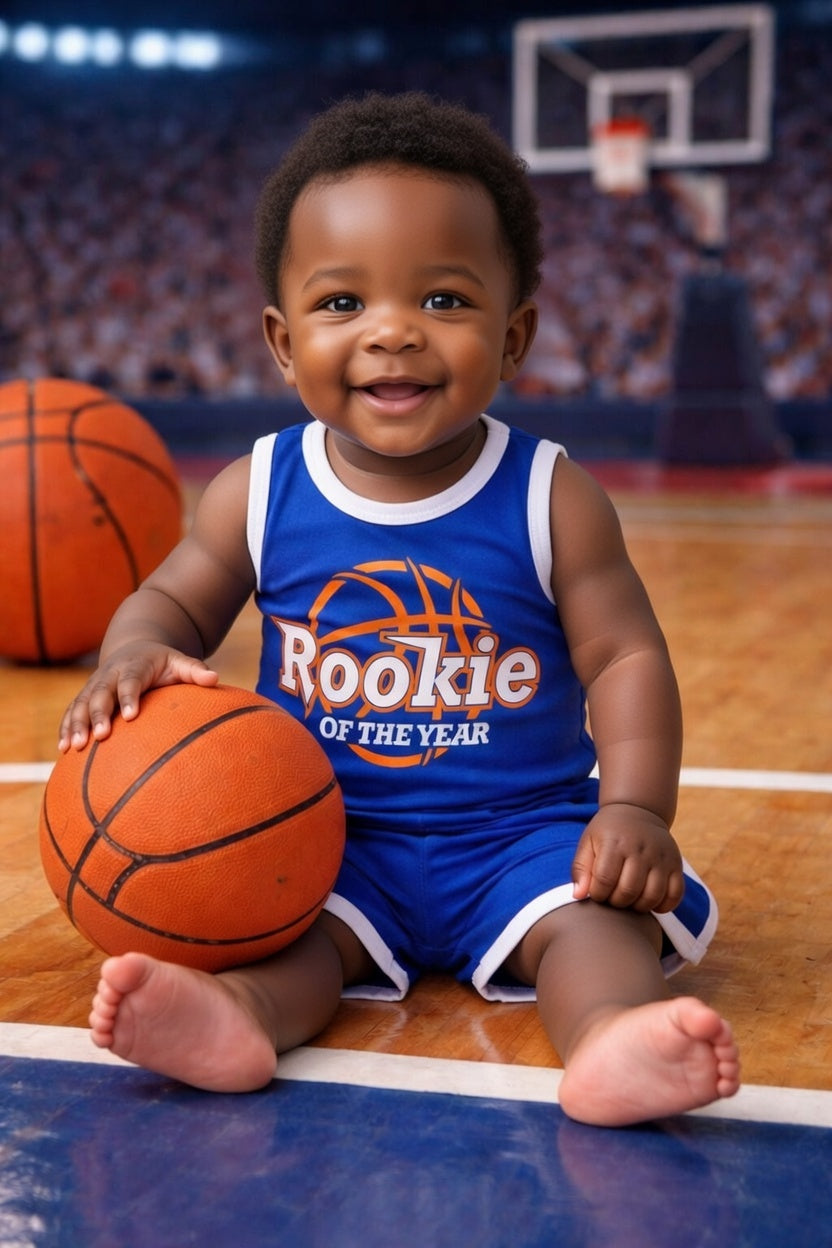 Personalized Rookie Of The Year Basketball Jersey, Custom Basketball Jersey and Shorts, Basketball Birthday Shirt, First Birthday Boy