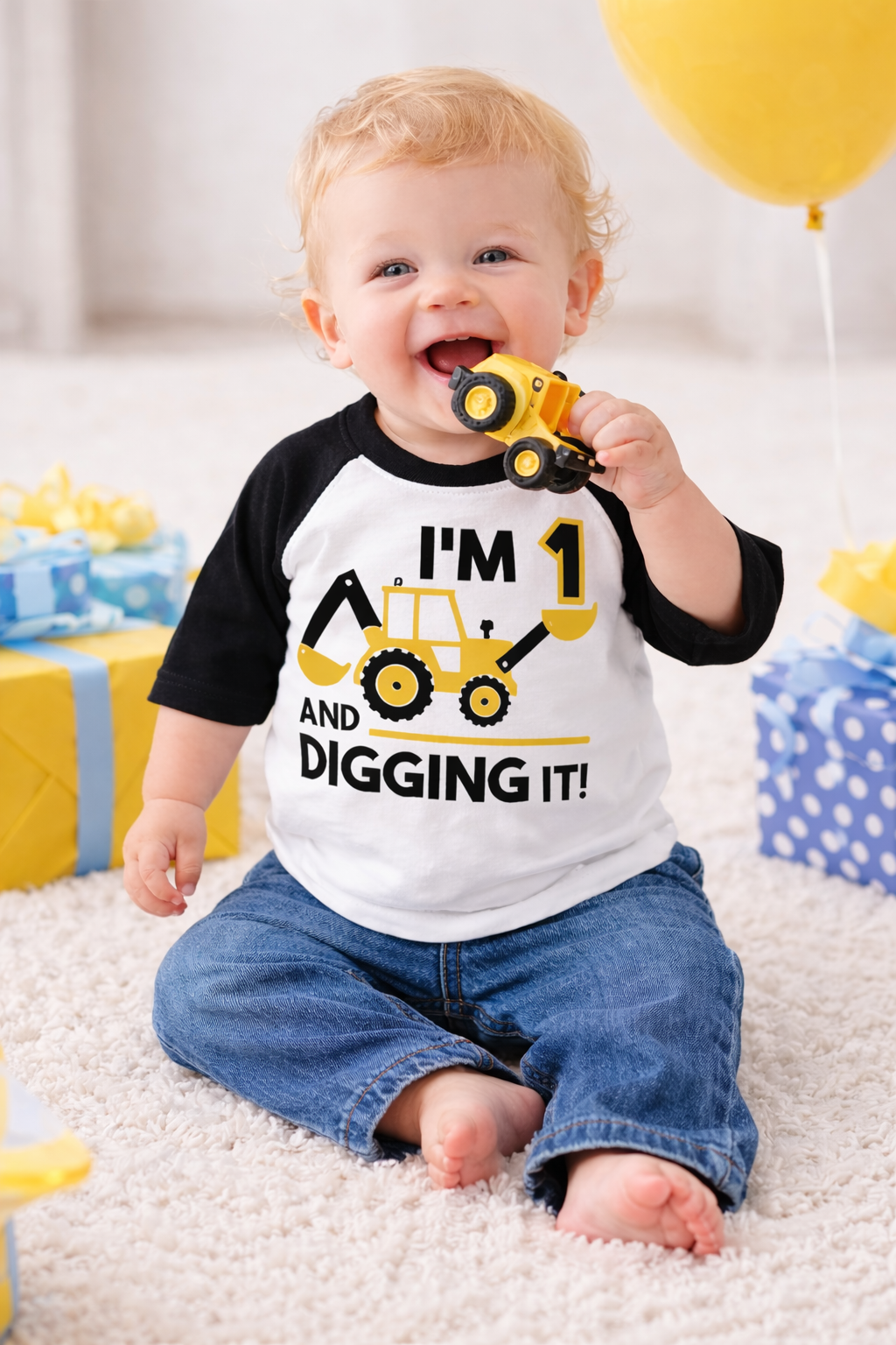Construction Birthday Shirt, I'm One And Digging It Birthday Shirt, 1st Birthday Shirt, Excavator Birthday Shirt, Boys Construction Birthday