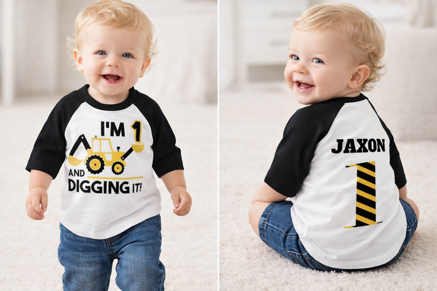 Construction Birthday Shirt, I'm One And Digging It Birthday Shirt, 1st Birthday Shirt, Excavator Birthday Shirt, Boys Construction Birthday