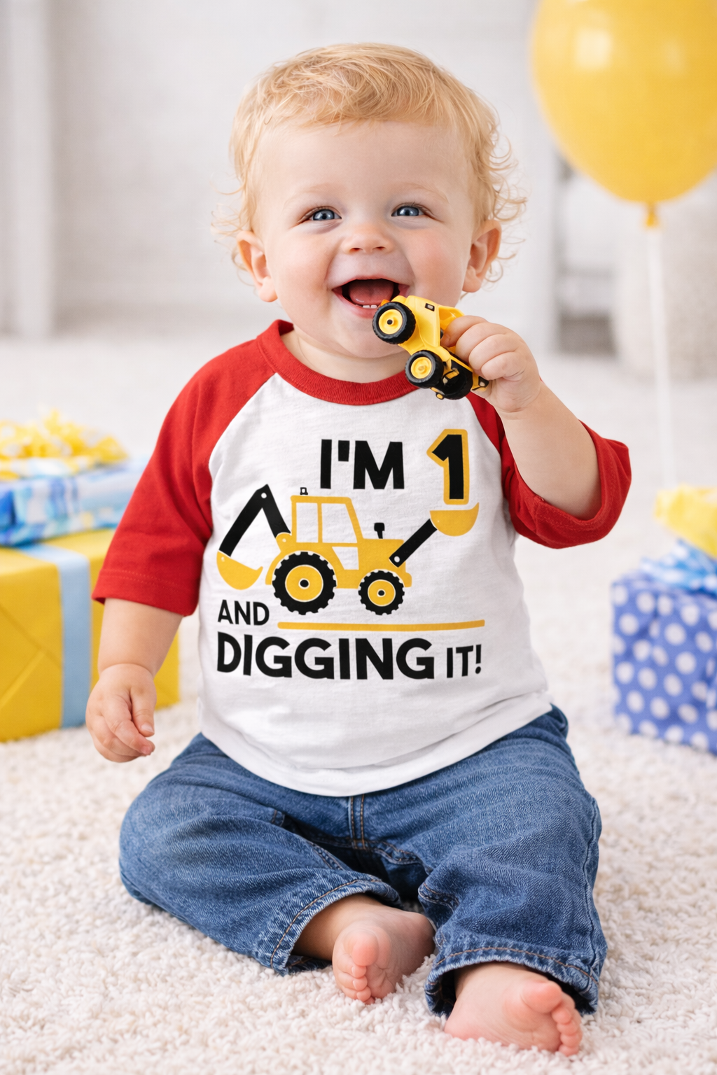 Construction Birthday Shirt, I'm One And Digging It Birthday Shirt, 1st Birthday Shirt, Excavator Birthday Shirt, Boys Construction Birthday