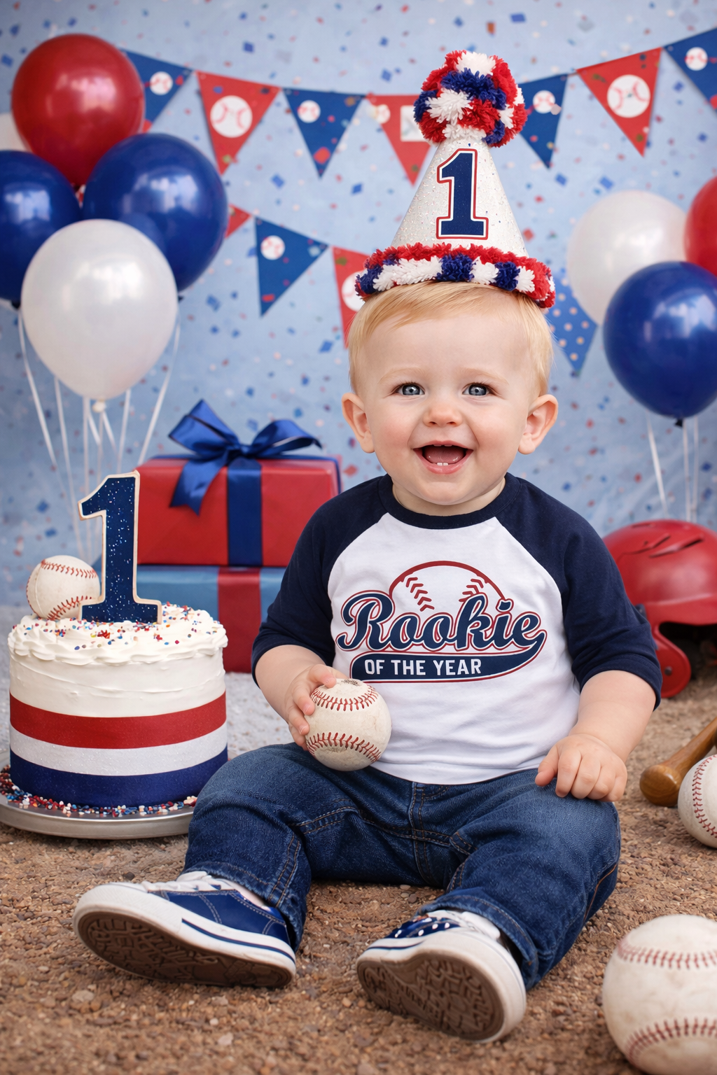Rookie Of The Year 1st Birthday Shirt, Boys Baseball Birthday Shirt, First Birthday Boy, 1st Birthday Boy, Birthday Gift, Personalized