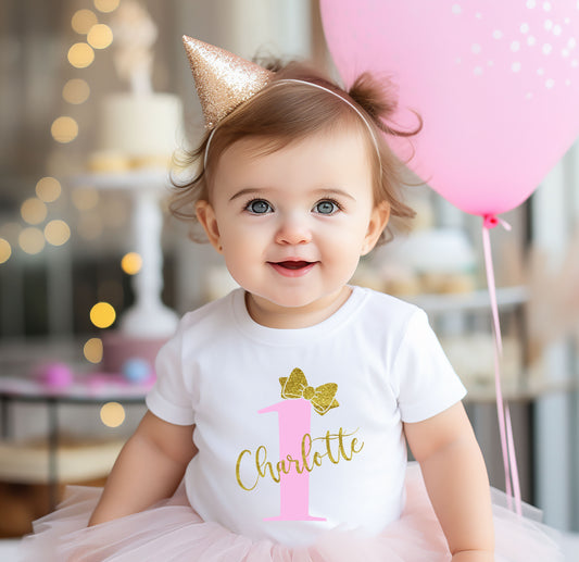 First Birthday Outfit, 1st Birthday Girl Outfit, Name with Glitter Gold, Cake Smash Tutu, 1st Birthday Outfit, Personalized