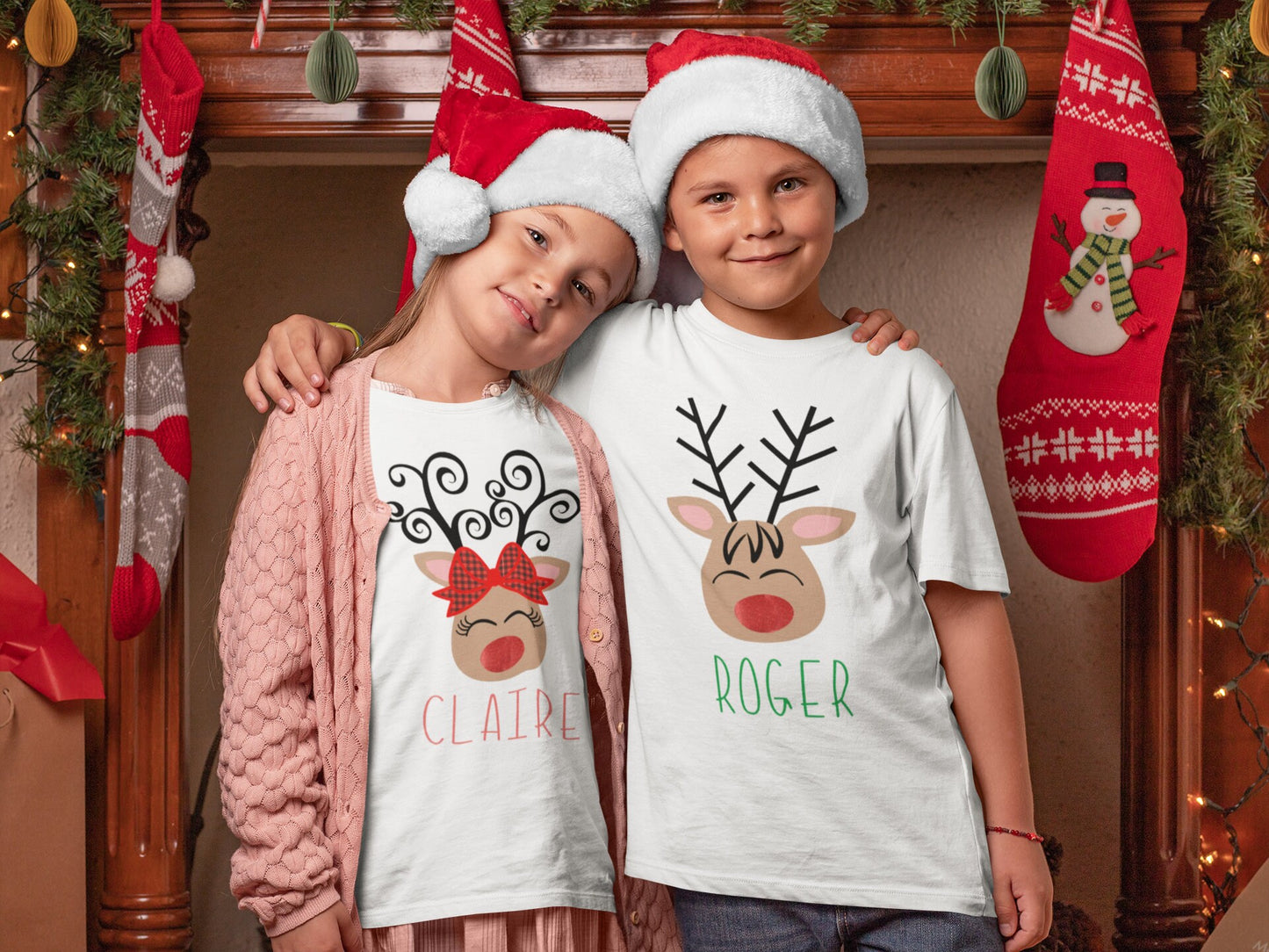 Reindeer Personalized Kids Shirt, Toddler Reindeer Christmas Bodysuit, Girls And Boys Christmas shirt, Christmas Bodysuit, Christmas T-shirt